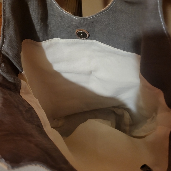 Jute/Cotton Slouchy Tote Bag With Suede Handles Made In India - Picture 6 of 10